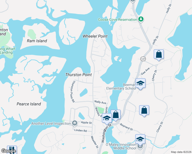 map of restaurants, bars, coffee shops, grocery stores, and more near 101 Wheeler Street in Gloucester