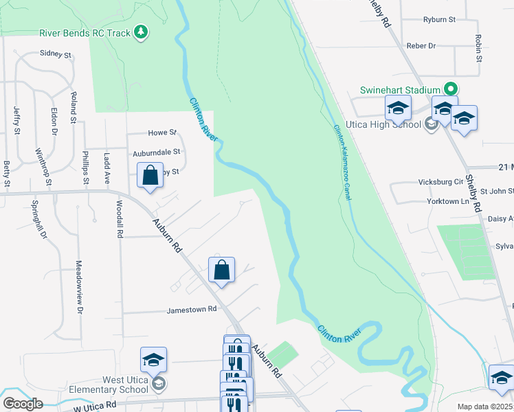 map of restaurants, bars, coffee shops, grocery stores, and more near 5830 Parkdale Street in Macomb County