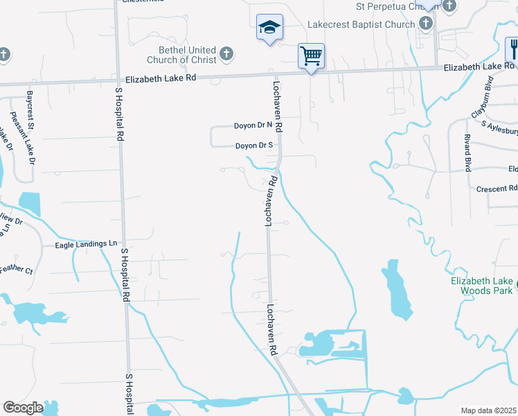 map of restaurants, bars, coffee shops, grocery stores, and more near 330 Lochaven Rd in Waterford Township