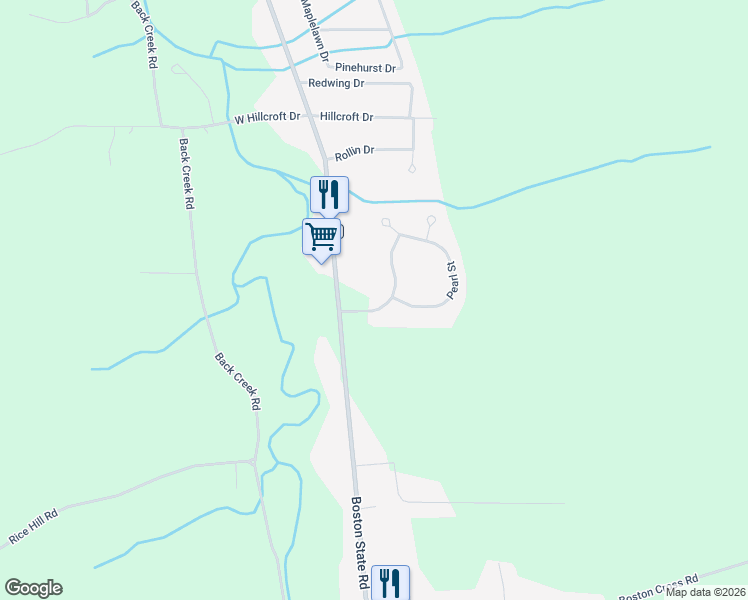 map of restaurants, bars, coffee shops, grocery stores, and more near 8972 Hickory Meadows Road in Boston