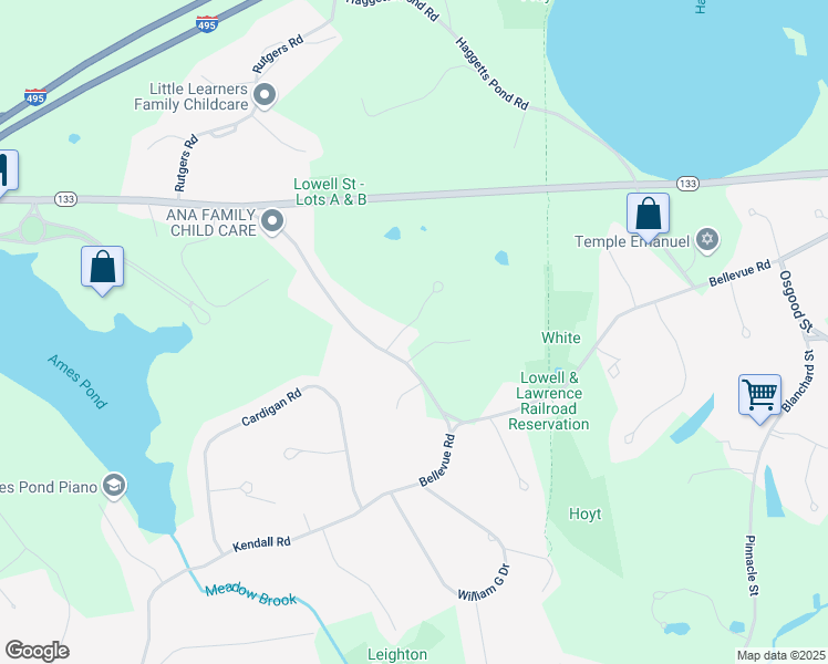 map of restaurants, bars, coffee shops, grocery stores, and more near 3 Newport Circle in Andover