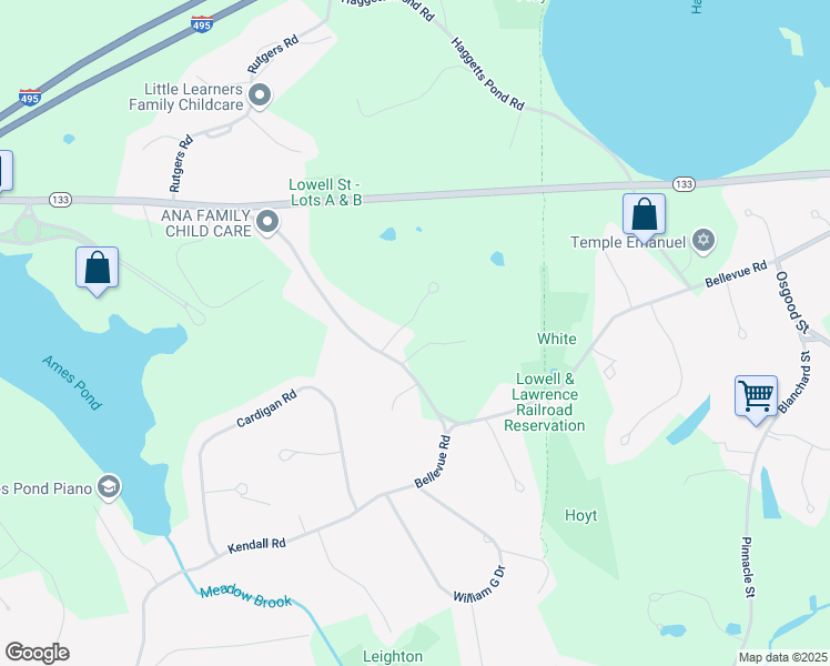 map of restaurants, bars, coffee shops, grocery stores, and more near 3 Newport Circle in Andover