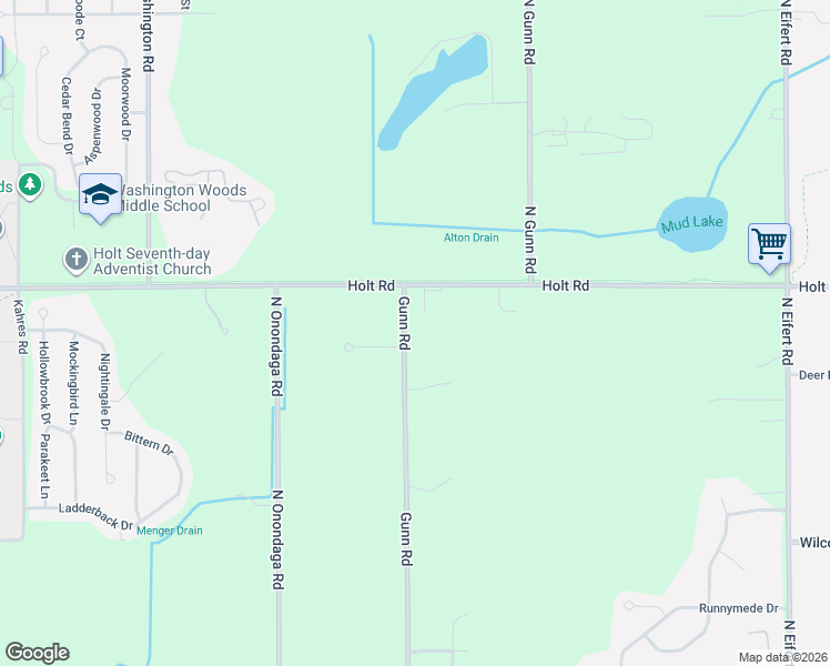 map of restaurants, bars, coffee shops, grocery stores, and more near 1952 Gunn Road in Delhi charter Township