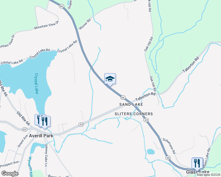 map of restaurants, bars, coffee shops, grocery stores, and more near 8439 Miller Hill Road in Averill Park