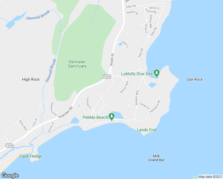 map of restaurants, bars, coffee shops, grocery stores, and more near 167 South St in Rockport