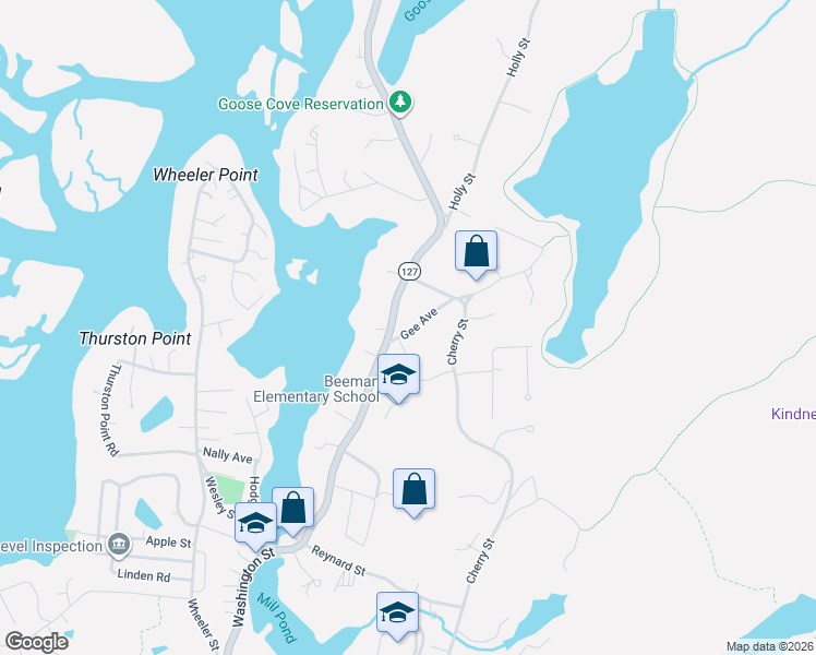 map of restaurants, bars, coffee shops, grocery stores, and more near 1 Gee Avenue in Gloucester