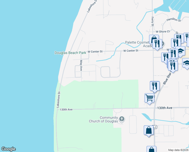 map of restaurants, bars, coffee shops, grocery stores, and more near 729 Wilderness Ridge in Douglas