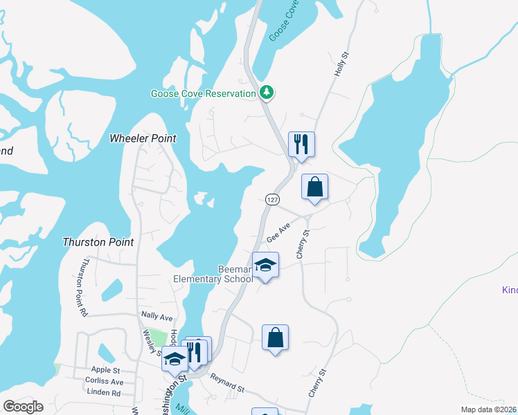 map of restaurants, bars, coffee shops, grocery stores, and more near 532 Washington Street in Gloucester