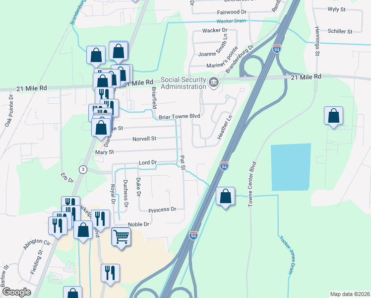 map of restaurants, bars, coffee shops, grocery stores, and more near 46371 Prince Drive in New Baltimore
