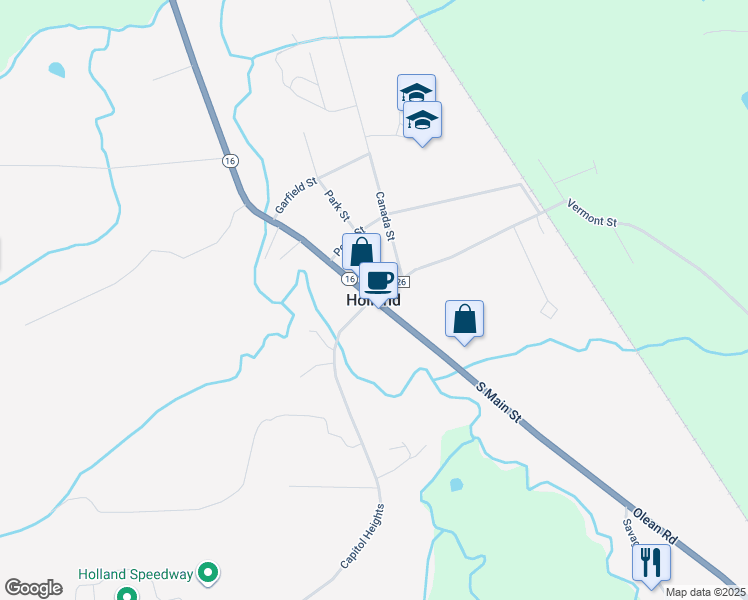 map of restaurants, bars, coffee shops, grocery stores, and more near in Holland