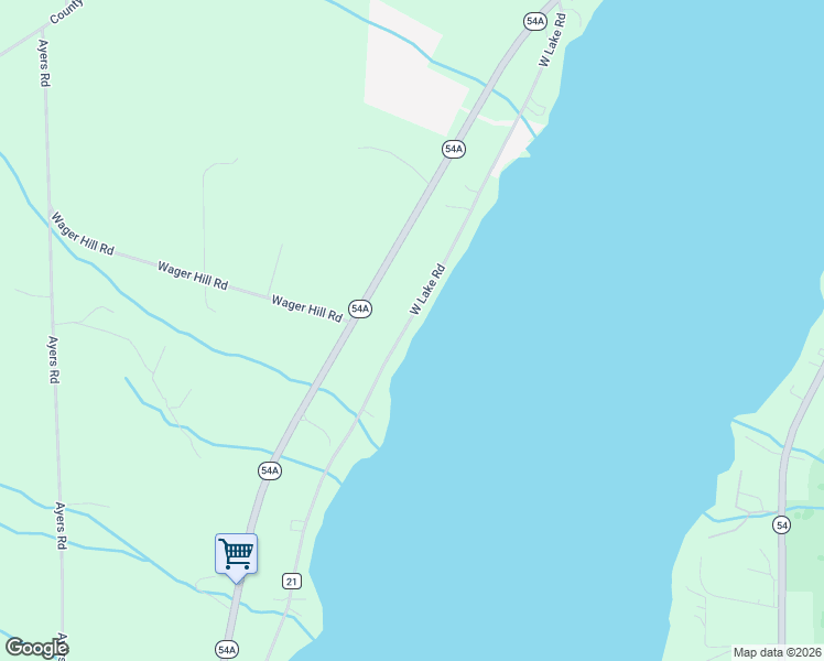 map of restaurants, bars, coffee shops, grocery stores, and more near 2259 West Lake Road in Yates County