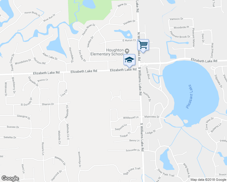 map of restaurants, bars, coffee shops, grocery stores, and more near 147 Summit View Court in White Lake charter Township