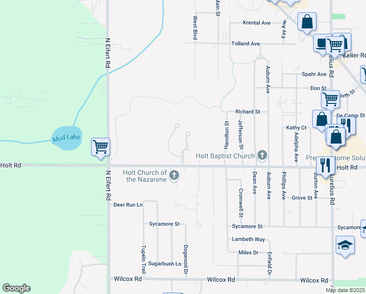 map of restaurants, bars, coffee shops, grocery stores, and more near 2052 Wovenheart Drive in Delhi charter Township