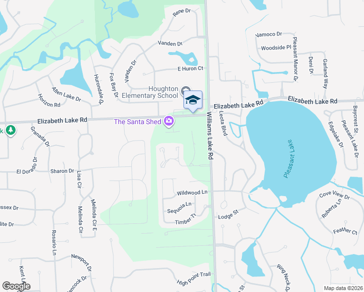 map of restaurants, bars, coffee shops, grocery stores, and more near 139 Huronview Court in White Lake charter Township