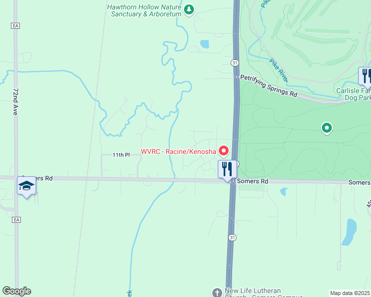 map of restaurants, bars, coffee shops, grocery stores, and more near 5934 10th Street in Kenosha