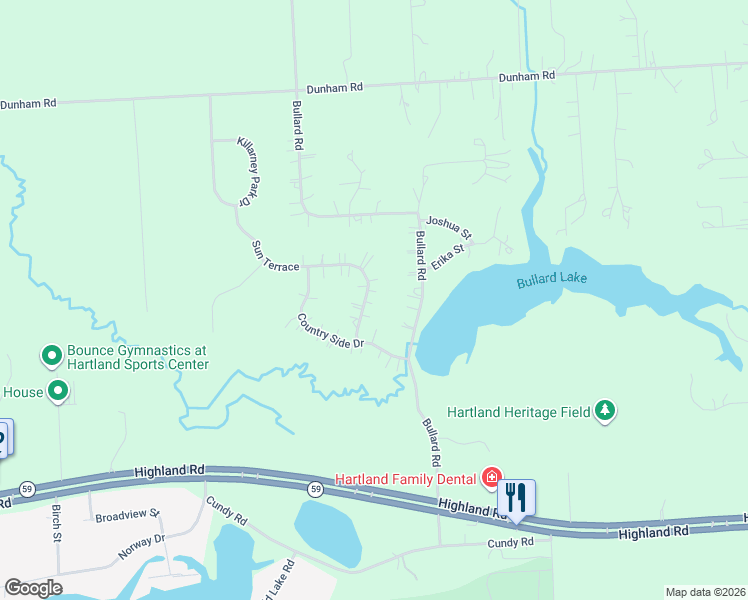 map of restaurants, bars, coffee shops, grocery stores, and more near 2554 Sun Terrace in Hartland