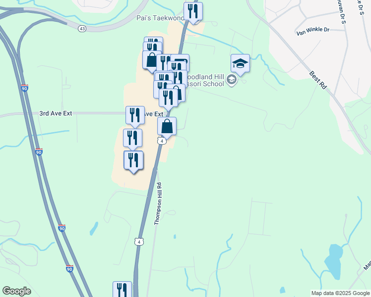 map of restaurants, bars, coffee shops, grocery stores, and more near 284 Troy Road in Rensselaer