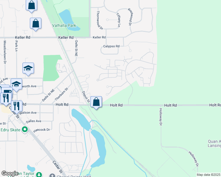 map of restaurants, bars, coffee shops, grocery stores, and more near 4009 Canyon Cove in Delhi charter Township