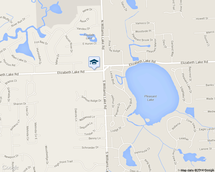 map of restaurants, bars, coffee shops, grocery stores, and more near 89 South Williams Lake Road in Waterford Township