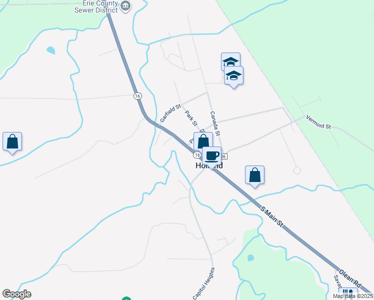 map of restaurants, bars, coffee shops, grocery stores, and more near 49 North Main Street in Holland