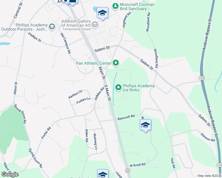 map of restaurants, bars, coffee shops, grocery stores, and more near 244 Main Street in Andover