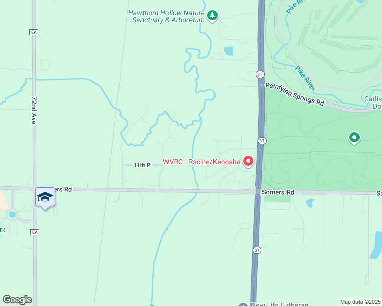 map of restaurants, bars, coffee shops, grocery stores, and more near 6125 10th Street in Kenosha