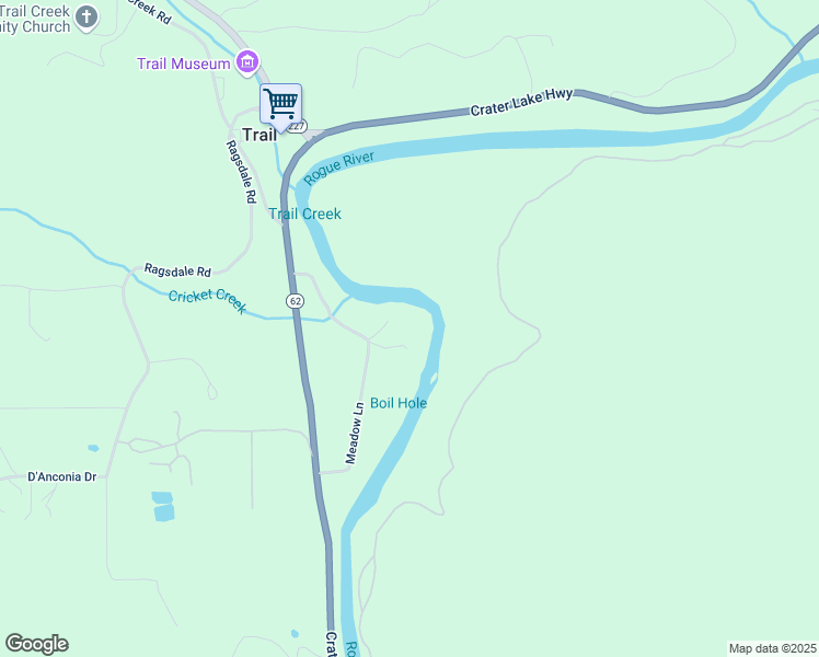 map of restaurants, bars, coffee shops, grocery stores, and more near 54 Meadow Lane in Shady Cove