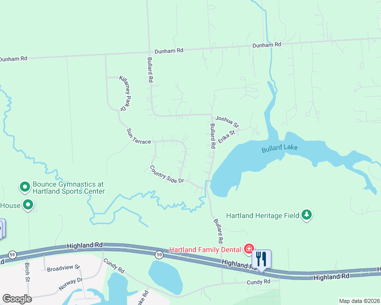 map of restaurants, bars, coffee shops, grocery stores, and more near 2554 Sun Terrace in Hartland