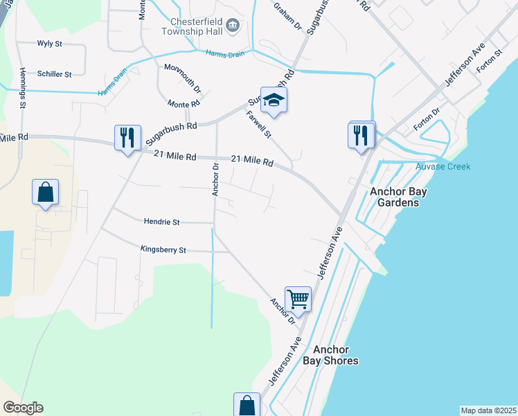 map of restaurants, bars, coffee shops, grocery stores, and more near 46753 Tiffin Court North in Chesterfield