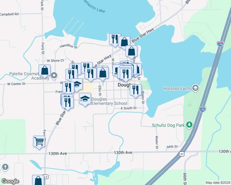 map of restaurants, bars, coffee shops, grocery stores, and more near 91 Union Street in Douglas