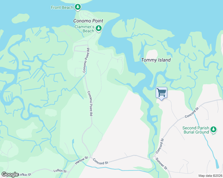 map of restaurants, bars, coffee shops, grocery stores, and more near 25 Lufkin Point Road in Essex
