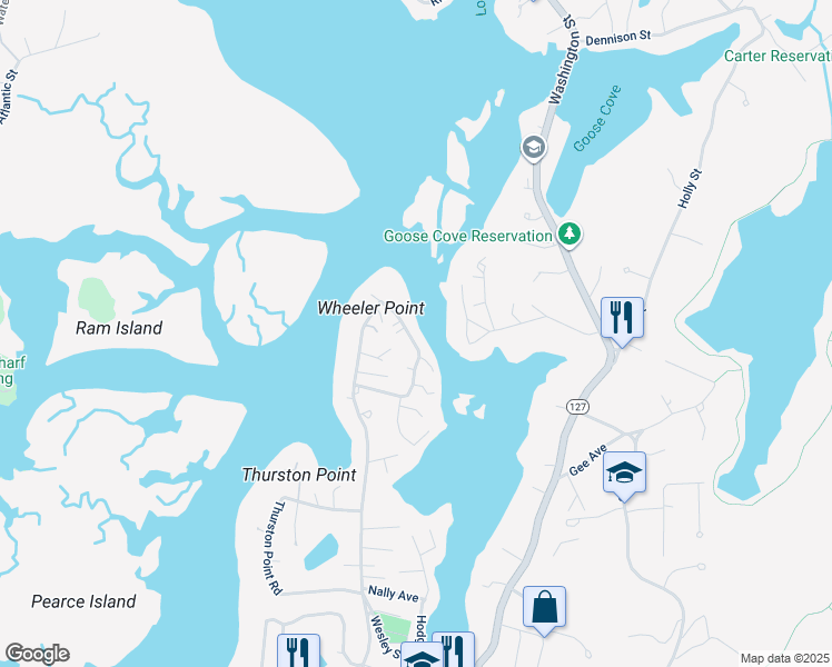 map of restaurants, bars, coffee shops, grocery stores, and more near 10 Riverside Road in Gloucester