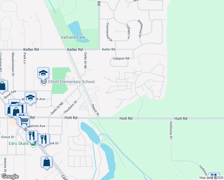 map of restaurants, bars, coffee shops, grocery stores, and more near 4012 Sunshine Peak in Delhi charter Township