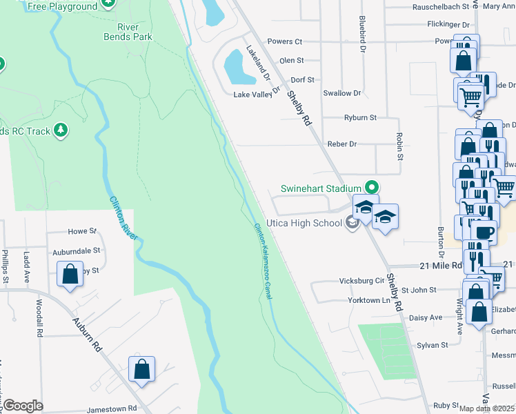 map of restaurants, bars, coffee shops, grocery stores, and more near in Macomb County