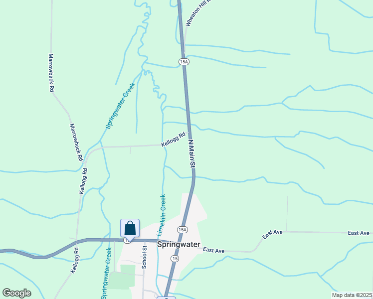 map of restaurants, bars, coffee shops, grocery stores, and more near 7702 North Main Street in Springwater