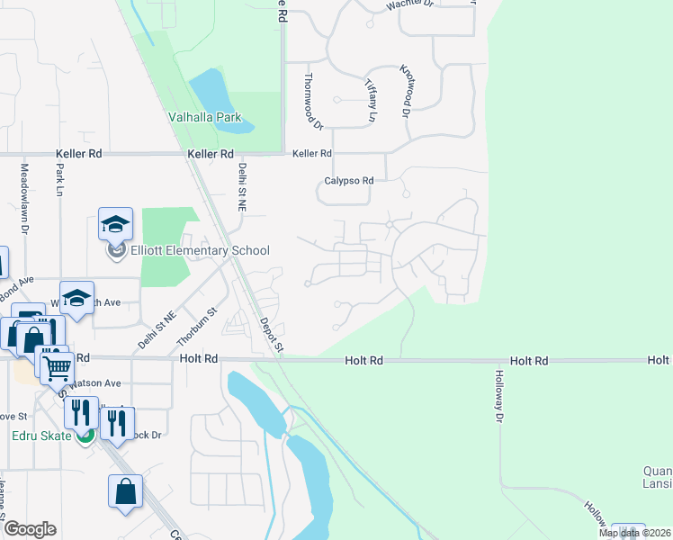 map of restaurants, bars, coffee shops, grocery stores, and more near 3988 Sunshine Peak in Delhi charter Township