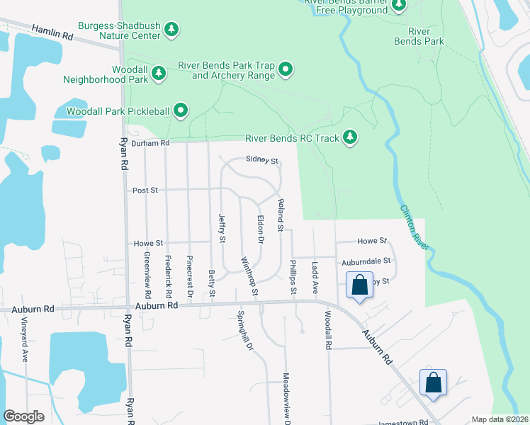 map of restaurants, bars, coffee shops, grocery stores, and more near 47536 Eldon Drive in Macomb County