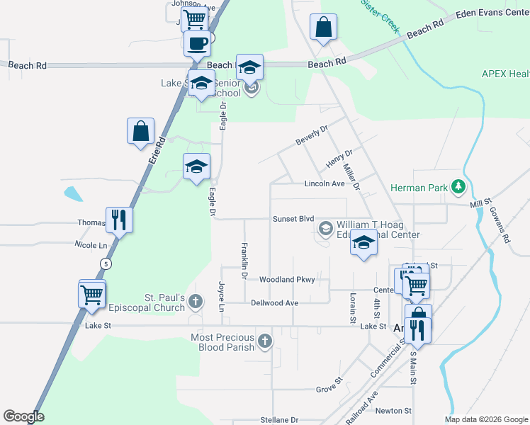 map of restaurants, bars, coffee shops, grocery stores, and more near 84 Terrylynn Drive in Angola