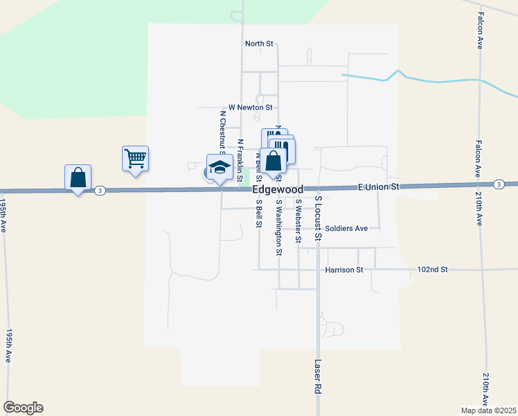 map of restaurants, bars, coffee shops, grocery stores, and more near 300 West Lincoln Street in Edgewood