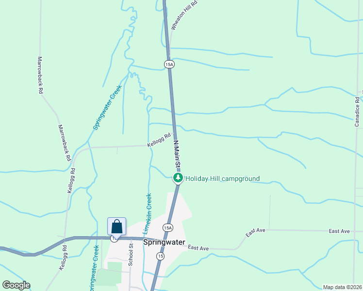 map of restaurants, bars, coffee shops, grocery stores, and more near 7702 North Main Street in Springwater