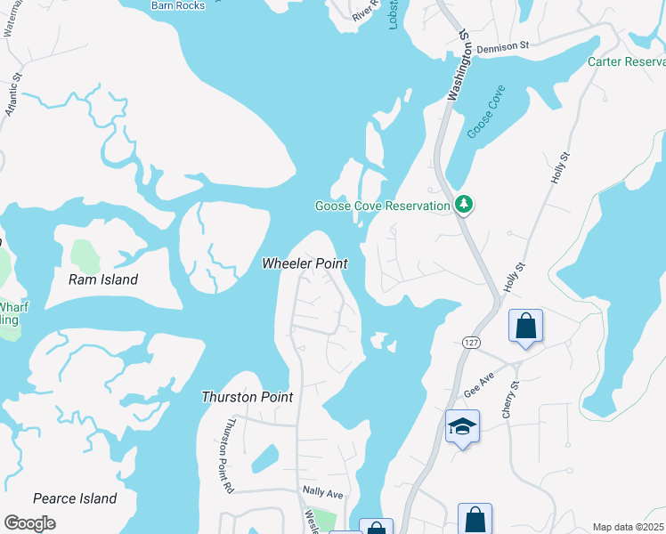 map of restaurants, bars, coffee shops, grocery stores, and more near 10 Riverside Road in Gloucester