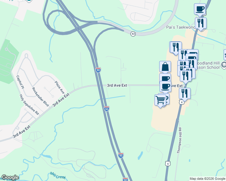 map of restaurants, bars, coffee shops, grocery stores, and more near 516 3rd Avenue Extension in Rensselaer