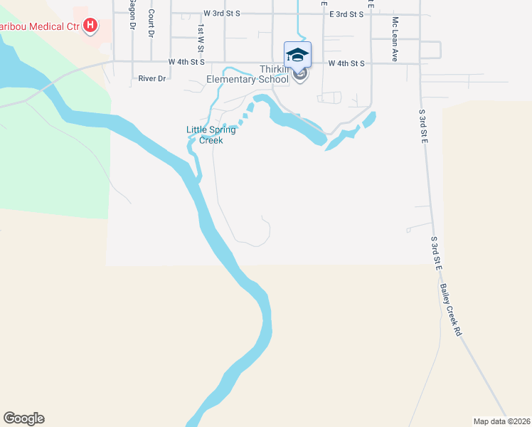 map of restaurants, bars, coffee shops, grocery stores, and more near 750 Big Springs Road in Soda Springs