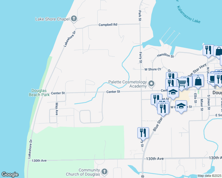 map of restaurants, bars, coffee shops, grocery stores, and more near 680 West Center Street in Douglas