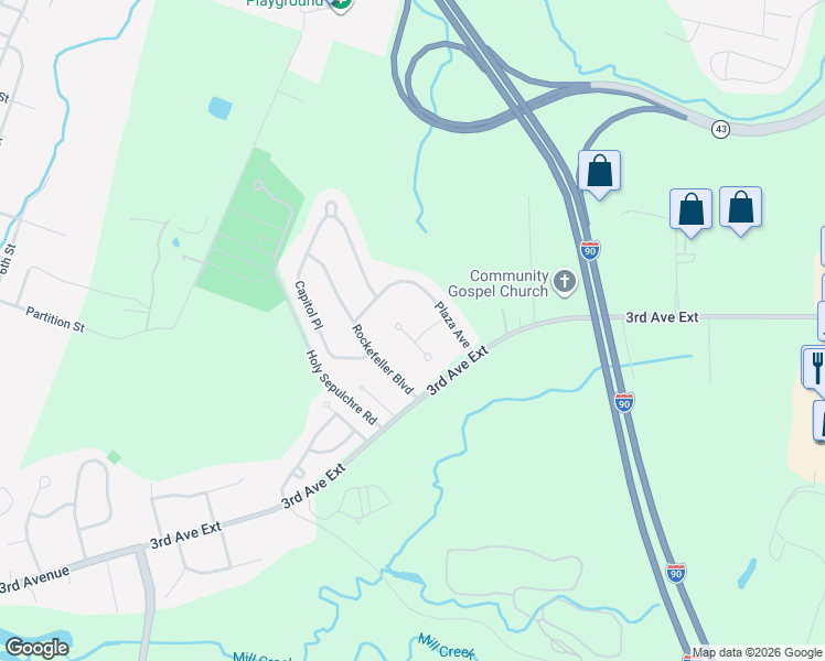 map of restaurants, bars, coffee shops, grocery stores, and more near 1 Justine Court in Rensselaer