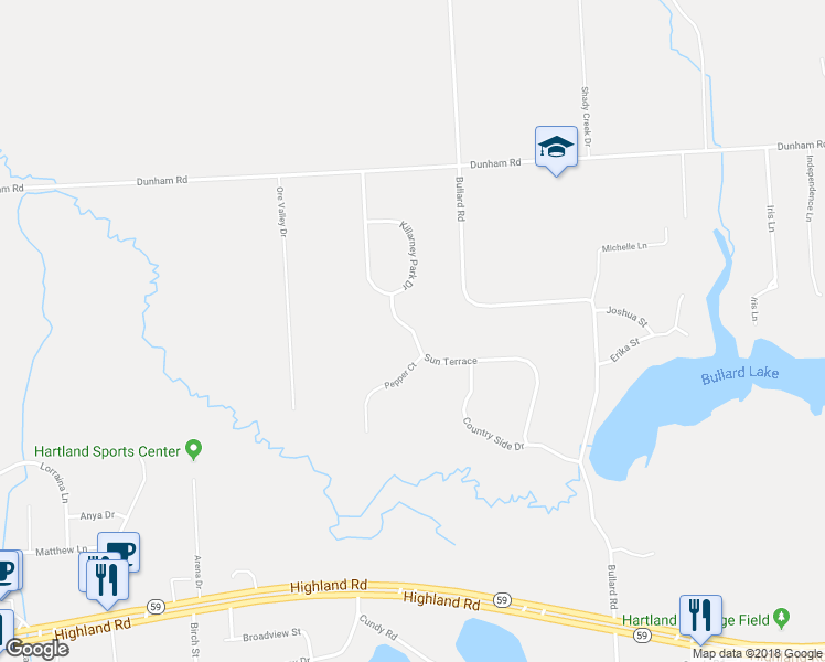 map of restaurants, bars, coffee shops, grocery stores, and more near Sun Terrace in Hartland