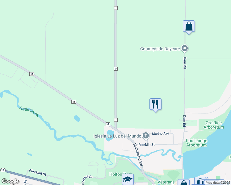 map of restaurants, bars, coffee shops, grocery stores, and more near 3770 County Road P in Delavan