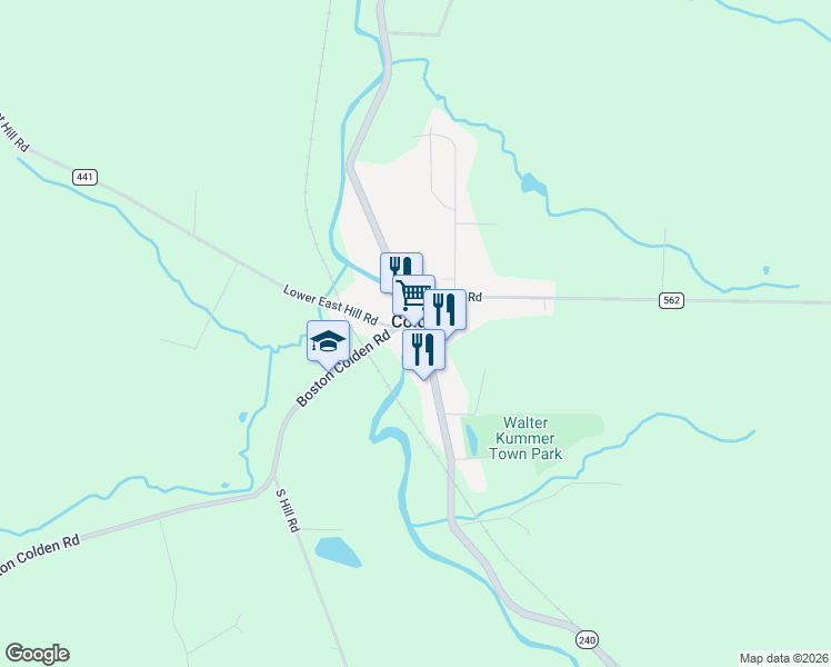 map of restaurants, bars, coffee shops, grocery stores, and more near 8343 Boston Colden Road in Colden