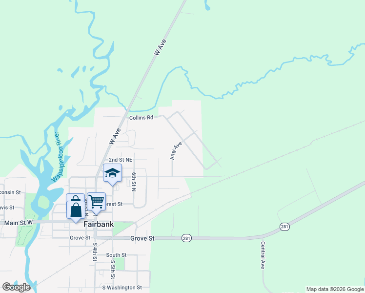 map of restaurants, bars, coffee shops, grocery stores, and more near 401-409 Amy Avenue in Fairbank