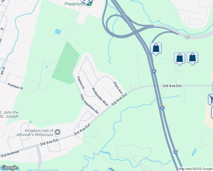 map of restaurants, bars, coffee shops, grocery stores, and more near 1 Justine Court in Rensselaer